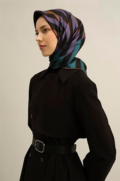 Armine بنقشة هندسية شال ساف حرير سورا 9325D 82