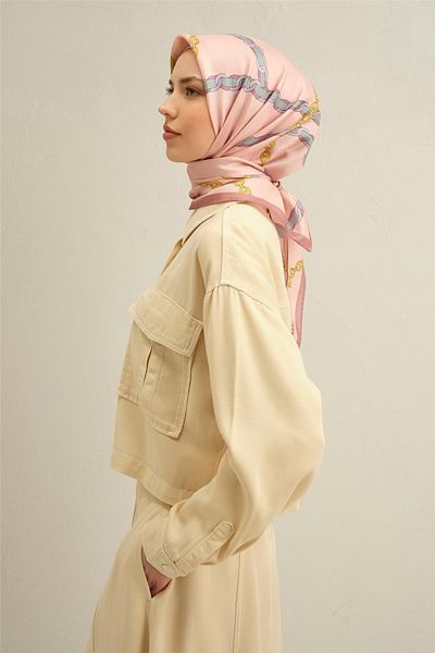 Armine Patterned Pure Silk Twill Scarf 9346- 55
