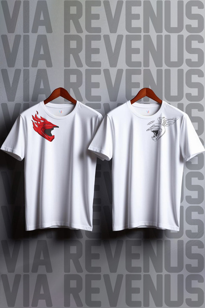 Vordevia Tricou combinat cu guler rotund, cu imprimeu de cască pentru cupluri...