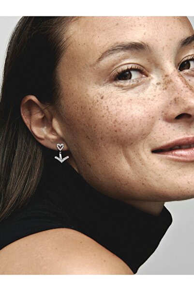 Pandora Işıltılı Dilek Kalp Çivi Küpeler