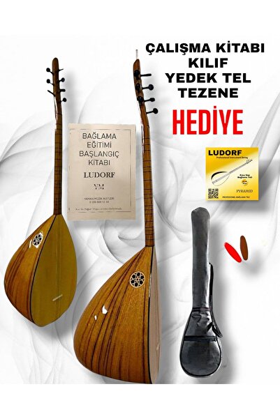 Ludorf Üst Seviye Uzun Sap Kaliteli Bağlama Saz Çalışma Kitabı Kılıf Tel Teze...