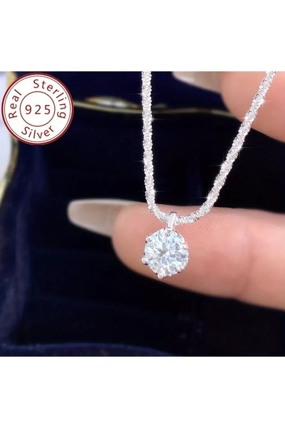 Choice قلادة عنق من الماس الأبيض الفاخر اللامع من مويسانيتي GRA 1 قيراط فضي م...