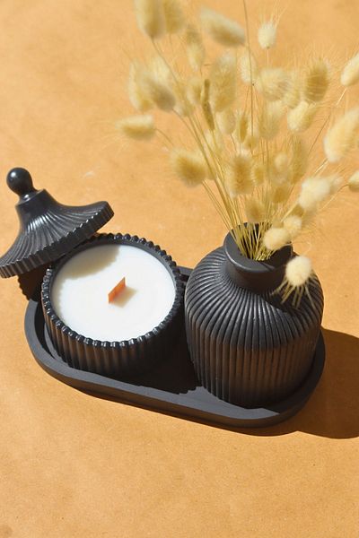pamircandles Vintage Decorative 3 Piece Candle Holder Vase Set - Scented Coffee Table Objects