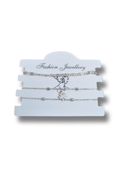MUUN STORE Silver Color 3-Piece Chain Bracelet Set - Stylish and Elegant Design - Bracelet Suitable for Every Style