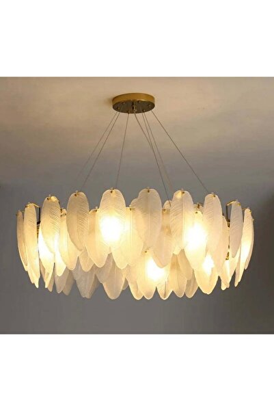 Cristalin Aydınlatma Modern Led Tüy Model Platin 70 cm Cam Avize