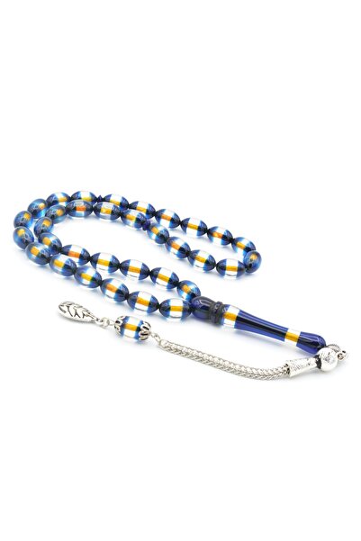 Murty99 Бяло рязани жълти и тъмносини кехлибарени молитвени мъниста на прах