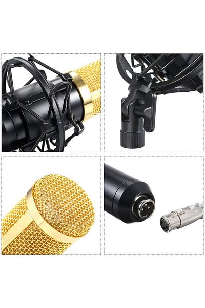 fulina BM800 Condenser Microphone, Adjustable Suspension Scissor Arm,Pop Filter,for Studio & Brocasting