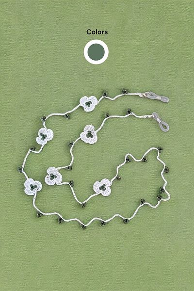 nftart.design Beads and Embroidered Flowers - Handmade Glasses String Strap
