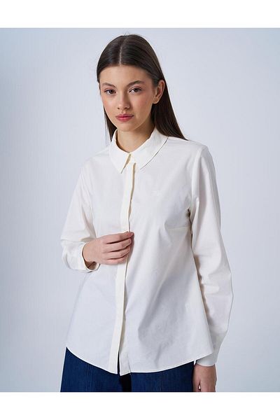 Kayra Γιακάς Poplin Tunic - Πουκάμισο Ecru