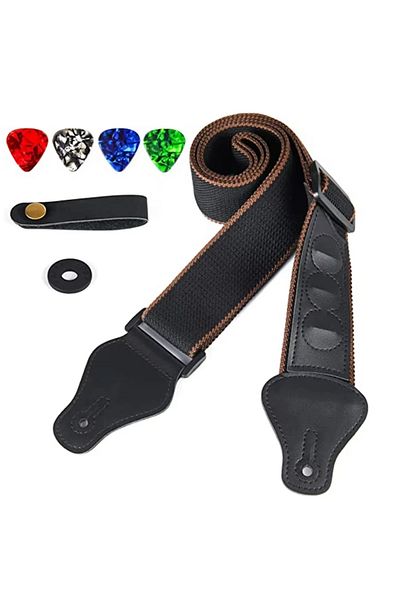 Miwayer 23x8x2cm 7Pcs Brown 10pcs Guitar Strap for Electric Bass and Acoustic Guitars Include 5 Guitar Picks