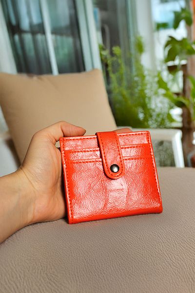 Begece Functional Multi Pocket Unisex Vegan Leather Orange Wallet with Card Holder