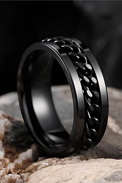 CAXBERN خاتم سلسلة قابل للدوران من الفولاذ المقاوم للصدأ للجنسين للرجال والنس...