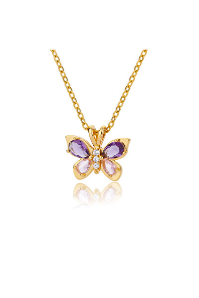 Choice N03376G قلادة فراشة لطيفة للنساء من الفولاذ المقاوم للصدأ وكريستال أرج...