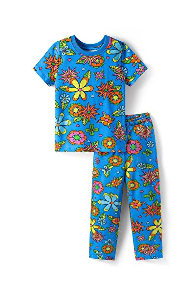 Pine kids Pine Kids Night Suit with Floral Print - Blue