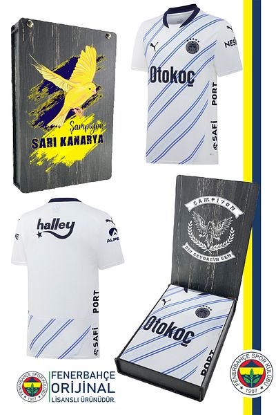 Fenerbahçe Original White 24/25 Jersey with Canary Printed Wooden Box