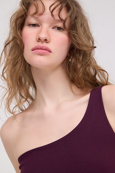 Addax Single Shoulder Crop Tank Top A13618-P13