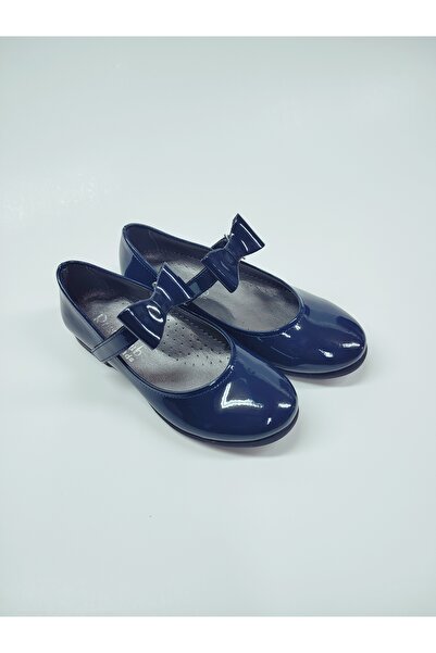 Rose Club Kids Girl's Orthopedic Velcro Scarf Evening Dress Navy Blue Patent Leather Shoes