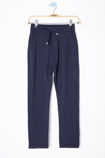 Cansın Mini Navy Blue Boy's Double Leg Jogger Fabric Trousers 20048
