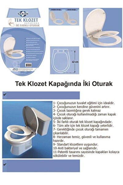 Saban Yetişkin Ve Çocuk Klozet Kapağı Çocuk Adaptörü Söküp Takılabilir Yerli Üretim