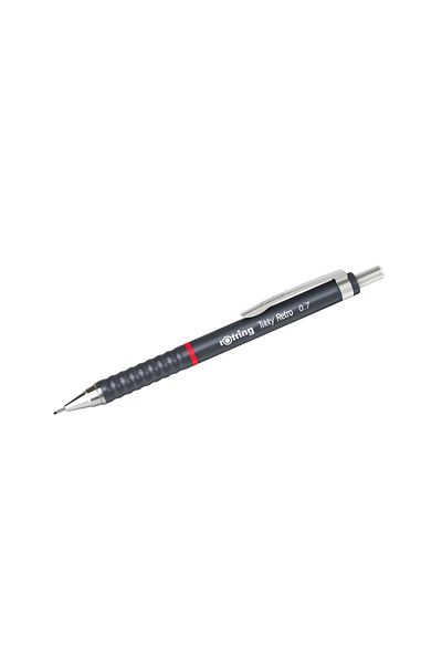 Rotring |   Tikky Retro Versatil Pen, 0.7 mm Nib, Metallic Gray, Ergonomic Grip