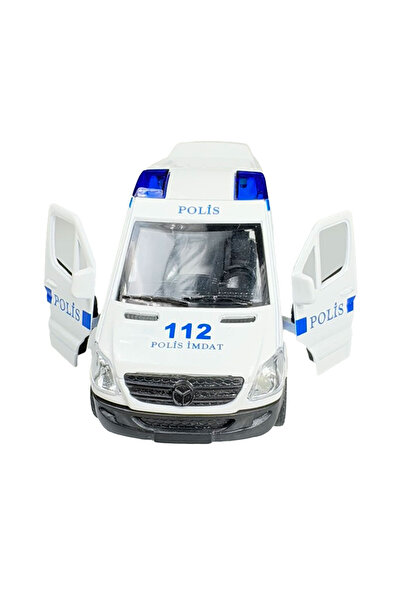 Toyaş Metal Police Car with Lights Sounds Pull Drop Metal Police Patrol Car Doors Opened Police Vehicle 15
