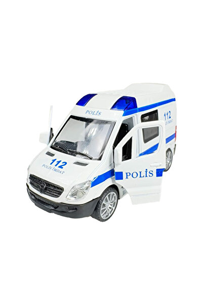 Toyaş Metal Police Car with Lights Sounds Pull Drop Metal Police Patrol Car Doors Opened Police Vehicle 15