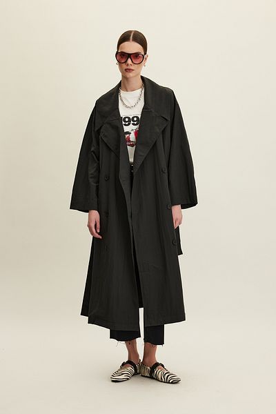 Manuka Anthrazitfarbener Jude-Trenchcoat in Übergröße
