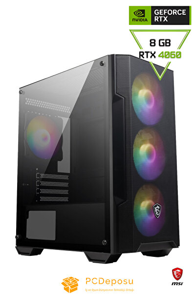 MSI Fiyat/Performans Oyuncu Bilgisayarı - RTX 4060, i5 12400, 16GB RAM 500GB Hızlı NVMe SSD, HazırSistem