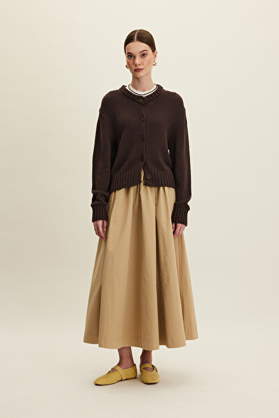 Manuka KATY GABARDİN BÜZGÜLÜ ETEK CAMEL