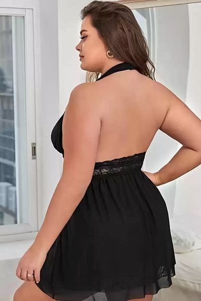 SAVAGEDOTH Plus Size Women's Tulle Nightgown