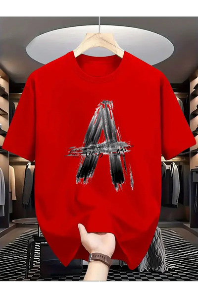 PENTHİLUS Men's Casual Crew Neck T-Shirt Creative "A" Printed Lightweight Stretchy Summer Short Sleeve T-Shirt