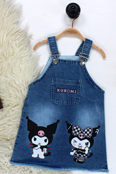 BEREKET BABY Kız Çocuk Kot Jile Salopet Minnie Mouse Baskılı Denim Elbise 2-5Y