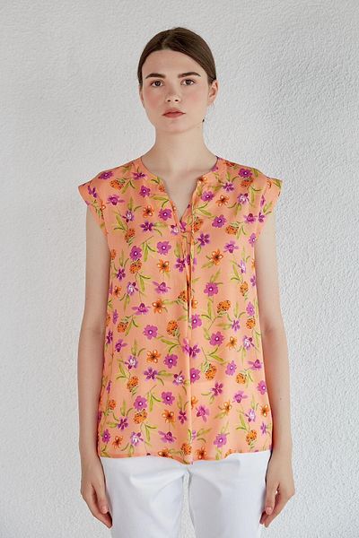Masha Kate Sleeveless Floral Patterned Blouse