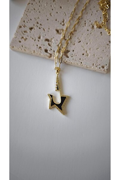 VOBEEYKU سلسلة خاصة من قلادة مفصلة باللون الأسود على شكل نجمة