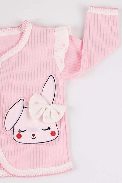NEGİYYİM Pink Heart and Rabbit Baby Girl Set 0-2 Months