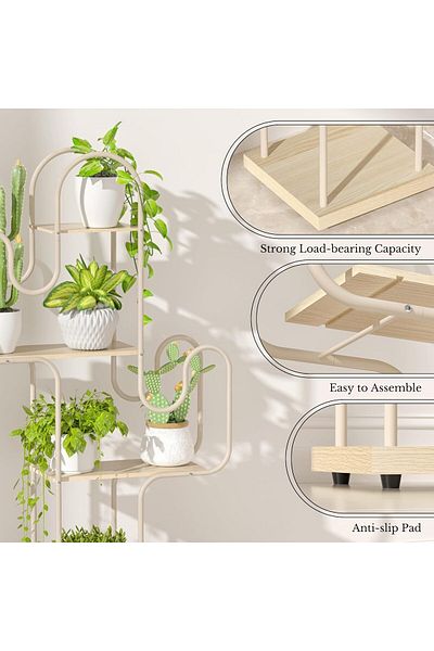 sharpdo Living Room Outdoor Balcony Floor-Standing Storage Rack, Stainless Steel Mobile Flower Rack Iron