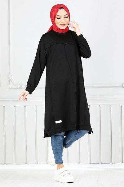 ModaMerve Arma Detail Hijab Tunic 2684AYD969-M Μαύρο