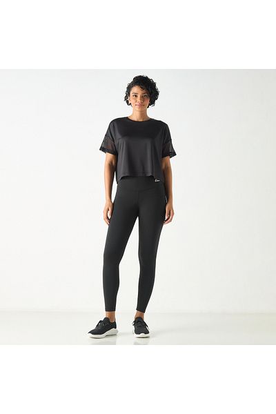 Kappa Logo Print Crop Boxy T-shirt With Crew Neck And Drop Shoulder Sleeves