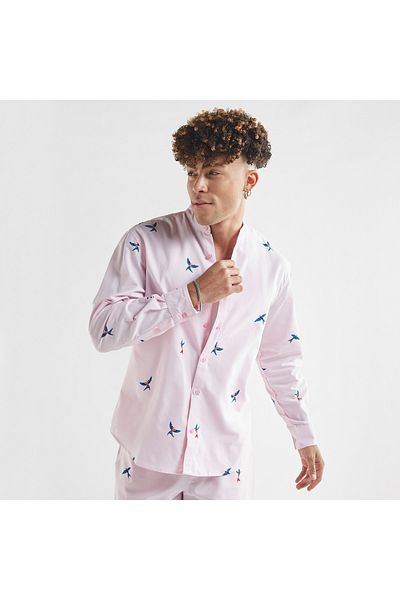 FAV All-over Printed Shirt With Mandarin Collar And Long Sleeves