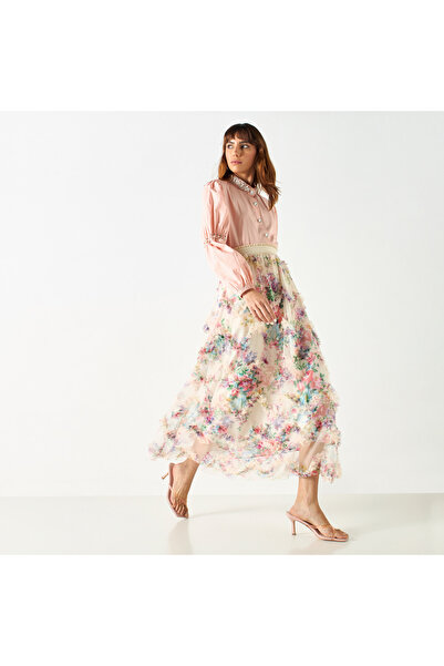 2Xtremz All-over Floral Print Skirt With Ruffles And Elasticated Waistband