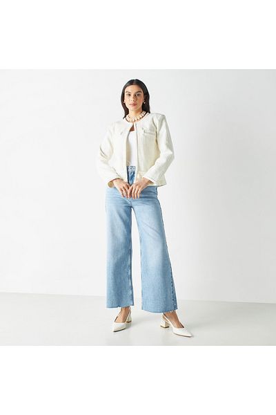 Iconic Textured Open Front Jacket
