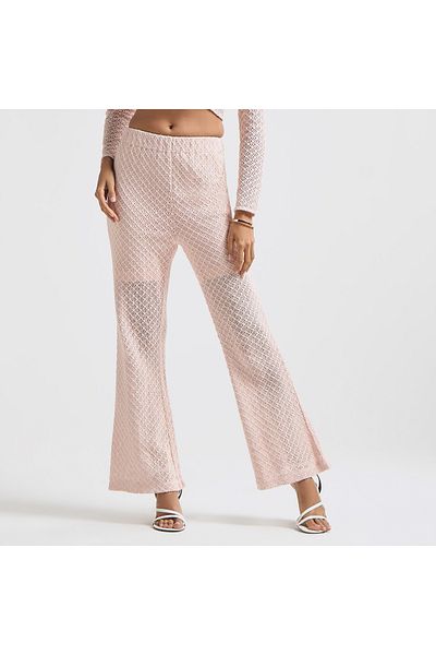 FAV Textured Flared Pants With Elasticised Waistband