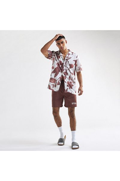 FAV All-over Floral Print Shirt With Camp Collar And Short Sleeves