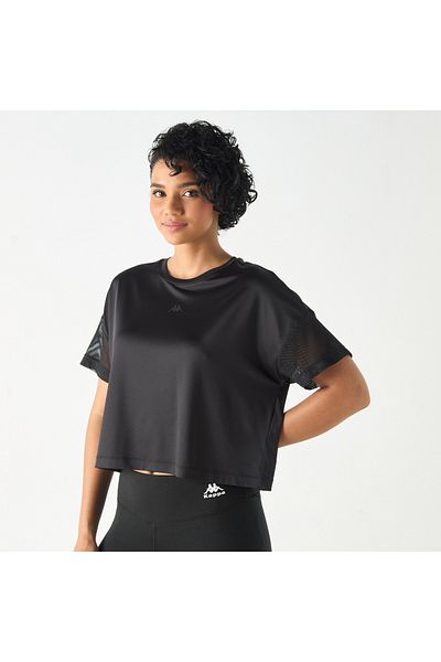 Kappa Logo Print Crop Boxy T-shirt With Crew Neck And Drop Shoulder Sleeves