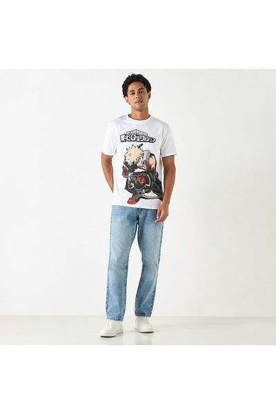 SP Characters My Hero Academia Print Crew Neck T-shirt With Short Sleeves
