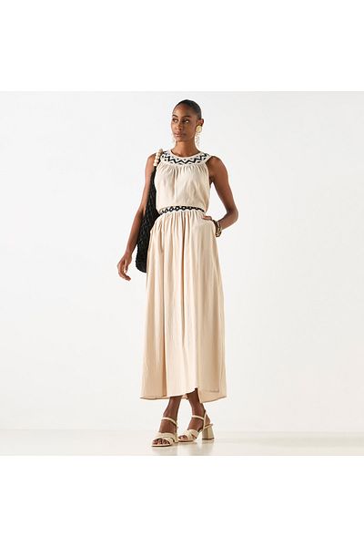 2Xtremz Textured A-line Maxi Skirt With Crochet Detail Waistband