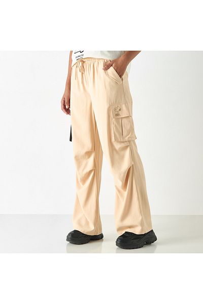 SP Characters Peanuts Print Wide Leg Pants With Drawstring Closure And Pockets
