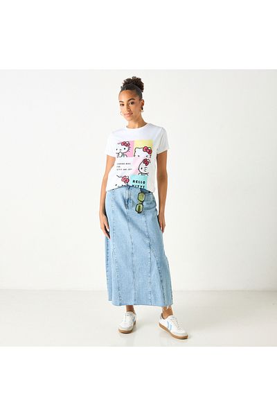 SP Characters Hello Kitty Print T-shirt With Crew Neck And Short Sleeves