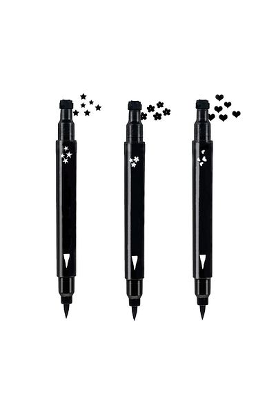 Cosmetichane Double Ended Eyeliner Star, Heart and Daisy Patterned Mega Set of 3