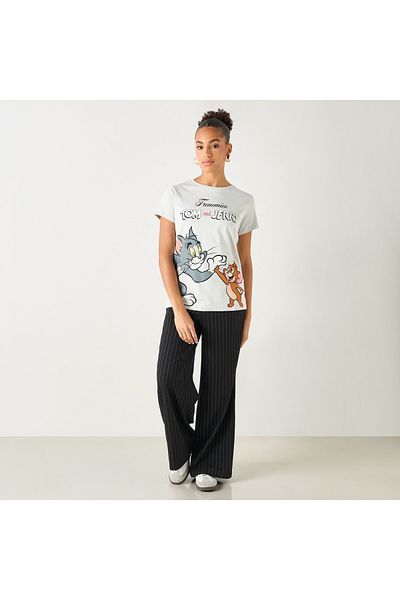 SP Characters Tom And Jerry Print Crew Neck T-shirt With Short Sleeves